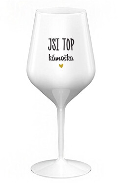 JSI TOP KÁMOŠKA - bílá nerozbitná sklenice na víno 470 ml