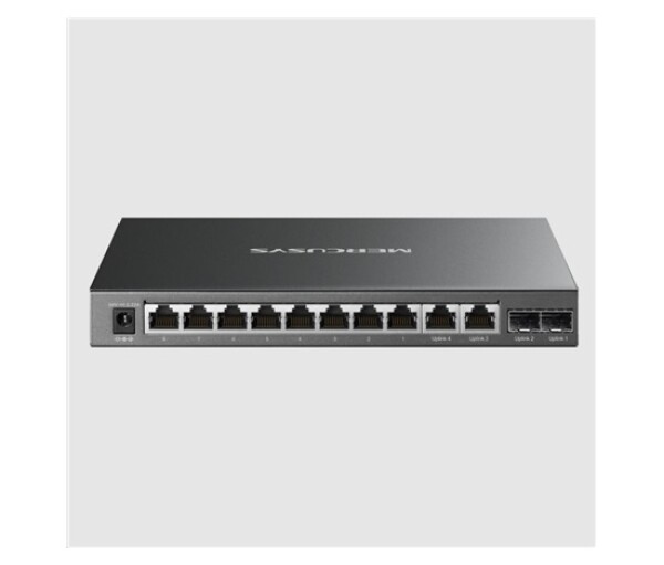 MERCUSYS switch MS112GMP (8xGbE,2xGbE,2xSFP,8xPoE+,110W,fanless) EDF_324641