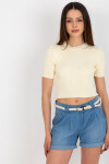 Krémový crop top s žebrovaným střihem JEDNA VELIKOST