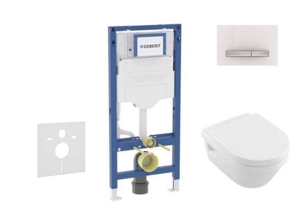 GEBERIT - Duofix Set předstěnové instalace, klozetu Architectura a sedátka softclose, tlačítko Sigma50, alpská bílá SANI11CK3107