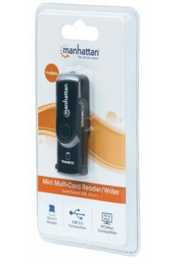 Manhattan mini Externí USB čtečka karet SD/MMC 24v1 černá / USB 3.0 (101981-MA)