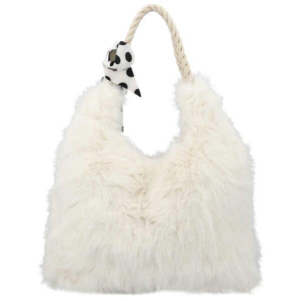 Módní dámská plyšová kabelka do ruky Raiga, krémová
