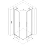 MEXEN/S - Velar Duo sprchový kout, posuvné dveře 80 x 80 cm, transparent, grafit metal 871-080-080-02-95