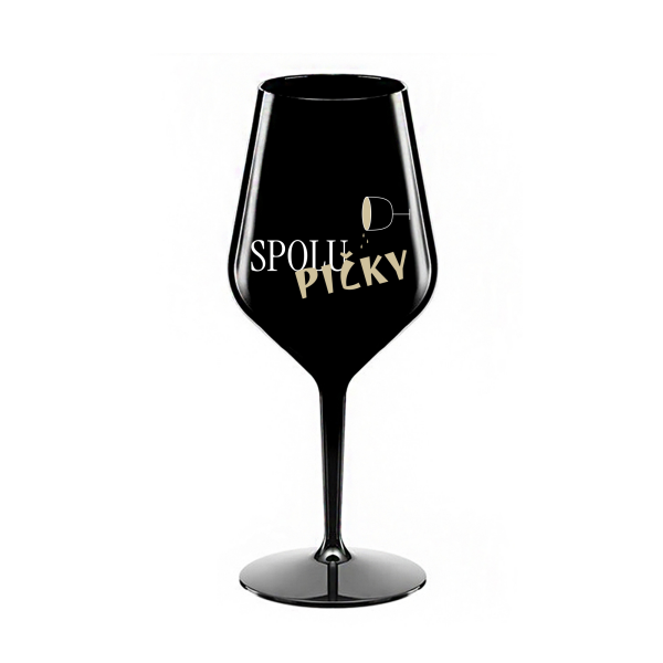 SPOLUPIČKY - černá nerozbitná sklenice na víno 470 ml