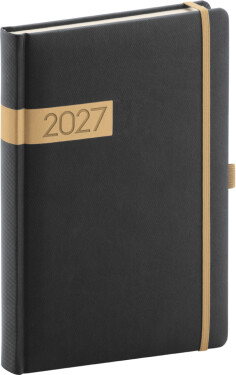 NOTIQUE Diář 2027: Twill - černozlatý, denní, 15 x 21 cm