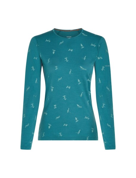 ICEBREAKER Wmns 200 Oasis LS Crewe Ski Day, Topaz/Hydro/Aop (vzorek) velikost: S