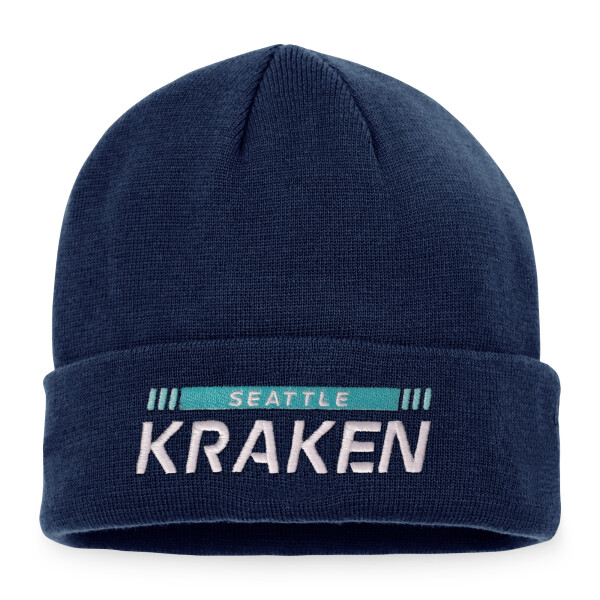 Fanatics Pánská zimní čepice Seattle Kraken NHL Authentic Pro Game & Train Cuffed Knit Traditional Navy