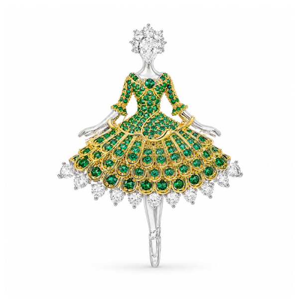 Brož Swarovski Elements Clotilda - baletka, Stříbrná