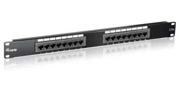 Equip 16-Port černá / Patch panel / Cat5e / UTP / 1U / 19" (235316)