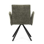 Židle jídelní, zelená látka, černý kov, otočný mechanismus 90°/90° (L/P) - funkce reset