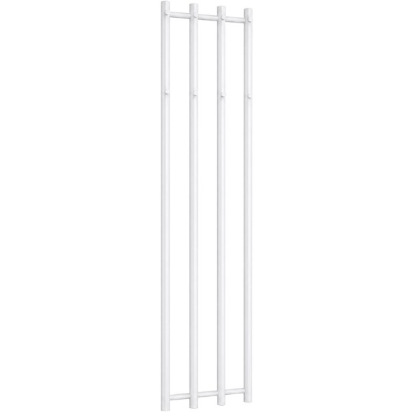 CERANO - Koupelnový radiátor Bertini - háčky na ručníky - boční připojení - 380 W - bílá lesklá - 1400x351 mm CER-124072