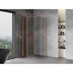 MEXEN/S - Mist T sprchový kout dveře křídlové 75 x 75, transparent, měď kartáčovaná 8A4T-075-075-65-00