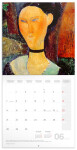 Nástěnný kalendář poznámkový 2027 Notique Amedeo Modigliani, 30 x 30 cm