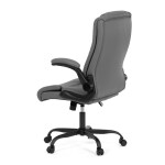 Křeslo kancelářské, šedá ekokůže, kovový kříž, kolečka na tvrdé podlahy