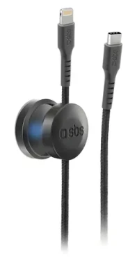 SBS černá / Kabel USB-C - Lightning / MFI / 18 W / 2 m / magnetický držák