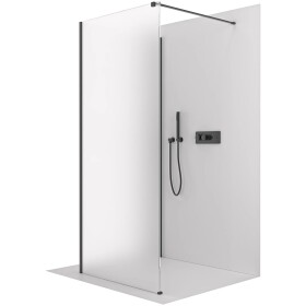 CERANO Sprchová zástěna Walk-in Onyx Corner Cube L/P - 8 mm - hranatá vzpěra - černá matná, mléčné sklo - 110x80x200 cm