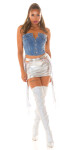 Soo Sexy! used look Jeans Bandeau Crop Top barva denimblue velikost