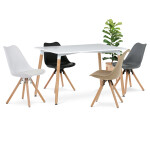 Jídelní židle, šedá plastová skořepina, sedák ekokůže, nohy masiv přírodní buk