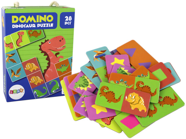 Mamido Oboustranné puzzle DOMINO Dinosauři 28 dílků