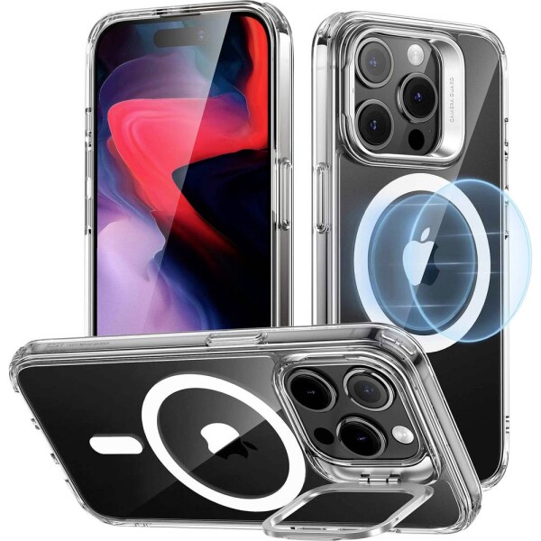 ESR Classic Hybrid HaloLock Case + Stash Stand zadní kryt na mobil Apple iPhone 15 Pro transparentní Kompatibilní s MagSafe