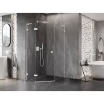 MEXEN/S - Lunar L sprchový kout pětiboký křídlový levá 80 x 90, transparent, bílá 831L-080L-090P-20-00-L