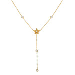 Náhrdelník s květinovým motivem Fleur - chirurgická ocel, Zlatá 45 cm + 5 cm (prodloužení)