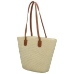 Módní dámská slaměná kabelka na rameno Sadie, krémová