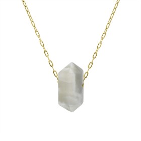 Ocelový náhrdelník Enrica, amulet měsíční kámen, chirurgická ocel, Zlatá 45 cm + 5 cm (prodloužení)