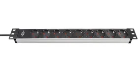 Brennenstuhl Alu-Line Cali 19" stříbrná/černá / Napájecí lišta / 9x zásuvka / IEC C14 / 2 m / 1U (1390007009)
