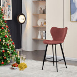 Židle barová, červená látka, černá podnož