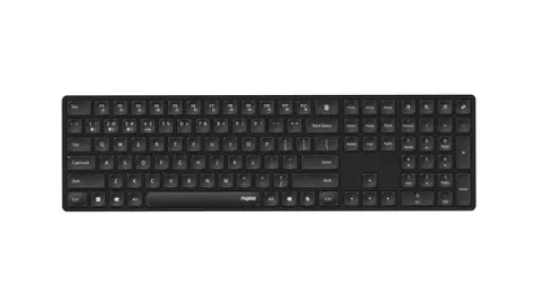 Rapoo E8020M Multi-mode černá / Bezdrátová klávesnice / 2.4 GHz / BT 3.0 a 5.0 / ultra-tenká / 2x AAA baterie (6940056123510)