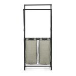 Věšák dvouramenný s košem na prádlo, černý plast.