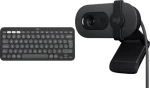 Logitech Pebble Keys 2 K380s + Brio 100 / Sada / Bezdrátová klávesnice / Webkamera / Bluetooth