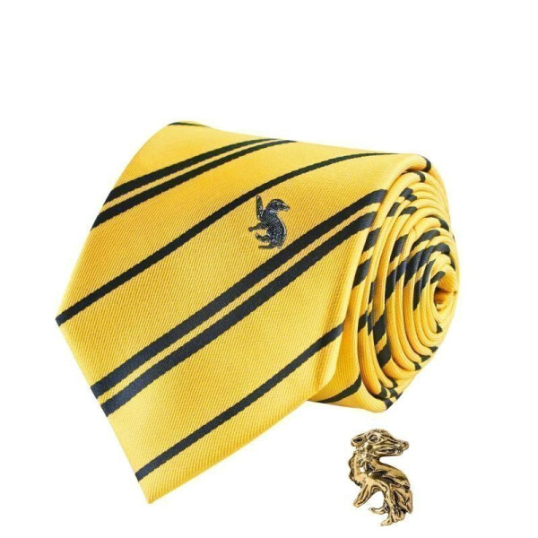 Harry Potter Kravata luxusní a pin v krabičce - Mrzimor