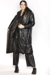 Černá oversize bunda z ekologické kůže (AG1-J9080) odstíny černé XL (42)