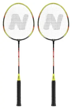 NILS NRZ204-1 / Sada 2 badmintonových raket / ocel + hliník / 66 cm / + pouzdro + 3 péřové letky