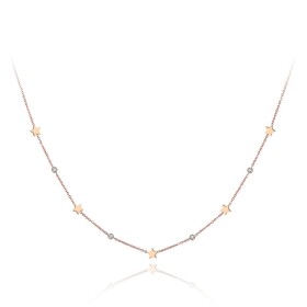 Ocelový náhrdelník se zirkony Susan Gold - hvězdy, chirurgická ocel, Zlatá 40 cm + 5 cm (prodloužení)