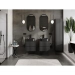 MEXEN/S - Rivel koupelnová skříňka pod umyvadlo 50 cm s deskou, 2 zásuvky, reliéf , černá mat 91A20-05047-2-BFFC71