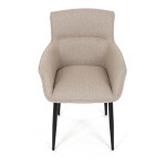 Židle jídelní, snadno čistitelná krémová látka, černý matný lak, kovové nohy