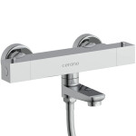 CERANO - Vanová nástěnná baterie Lorena s příslušenstvím - termostatická - otočný výtok - chrom CER-605254