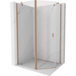 MEXEN/S - Mistsprchový kout pětiboký křídlový asymetrický 100 x 90, transparent, měď kartáčovaná 8A8-100-090-65-00