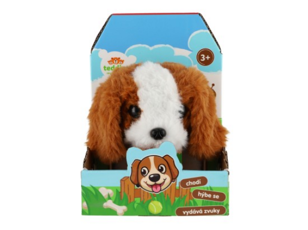 Teddies Pes Max chodící štěkající plyš/plast
