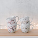 Bella Rose Vánoční hrnek Nasávám vánoční atmosféru, bílá barva, zlatá barva, porcelán