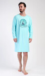 Pánská noční košile s dlouhým rukávem Jachting - Vienetta mentolová - modrá M
