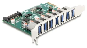 Delock PCI Express karta 7x USB-A / Řadič / USB 3.2 Gen 1 5 Gbps / PCIe x1 (90104)