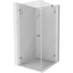 MEXEN/S - Lunar-B sprchový kout dveře křídlové levá 80 x 80, transparent, měď kartáčovaná 832-080-080-65-00-L