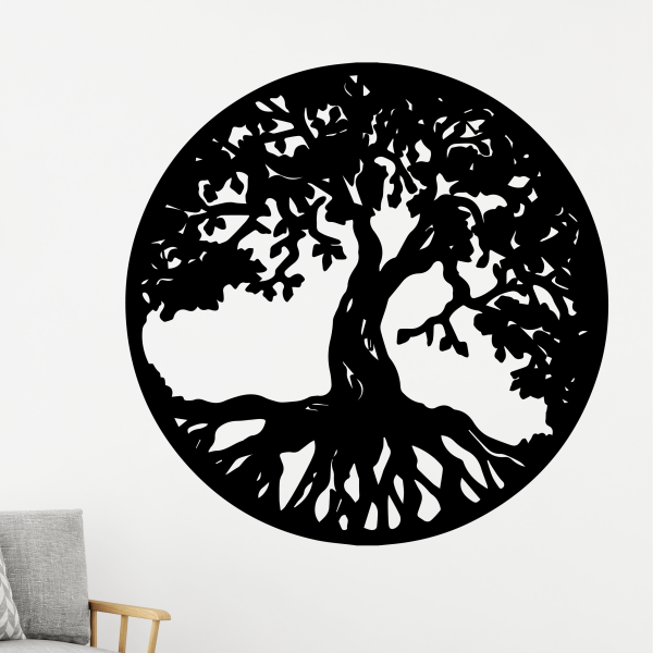 Samolepka Strom života v kruhu Barva: černá, Velikost: 80 x 80 cm