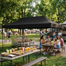 Samorozkládací párty stan se stěnami v různých barvách 3 x 6 m Černá