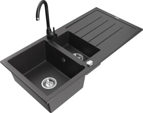 MEXEN - Andres granitový dřez s odkapávačem včetně baterie Telma, černá nakrapiany 6515-76-670200-70