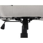 Herní křeslo, stříbrná látka, houpací mechanismus, polohování opěradla 90°-180°, 3D područky, polštáře z paměťové pěny,